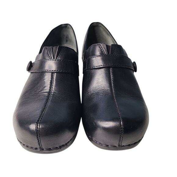 Dansko Women's Solstice Black Leather Slip On Clogs Comfort Shoes Sz 39 US 8.5/9 - Picture 3 of 9